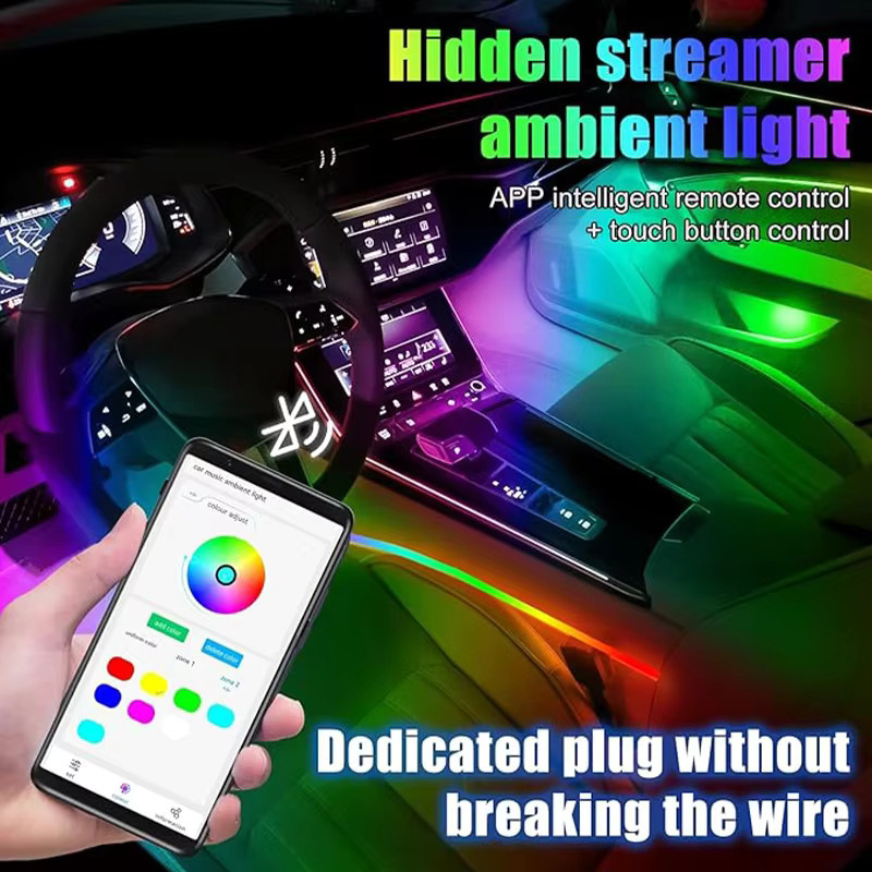FILIPLI RGB Neon Flex LED Umgebungsbeleuchtung für das Auto, App-gesteuerter Acryl Streifen Licht in Multicolour - Bild 2