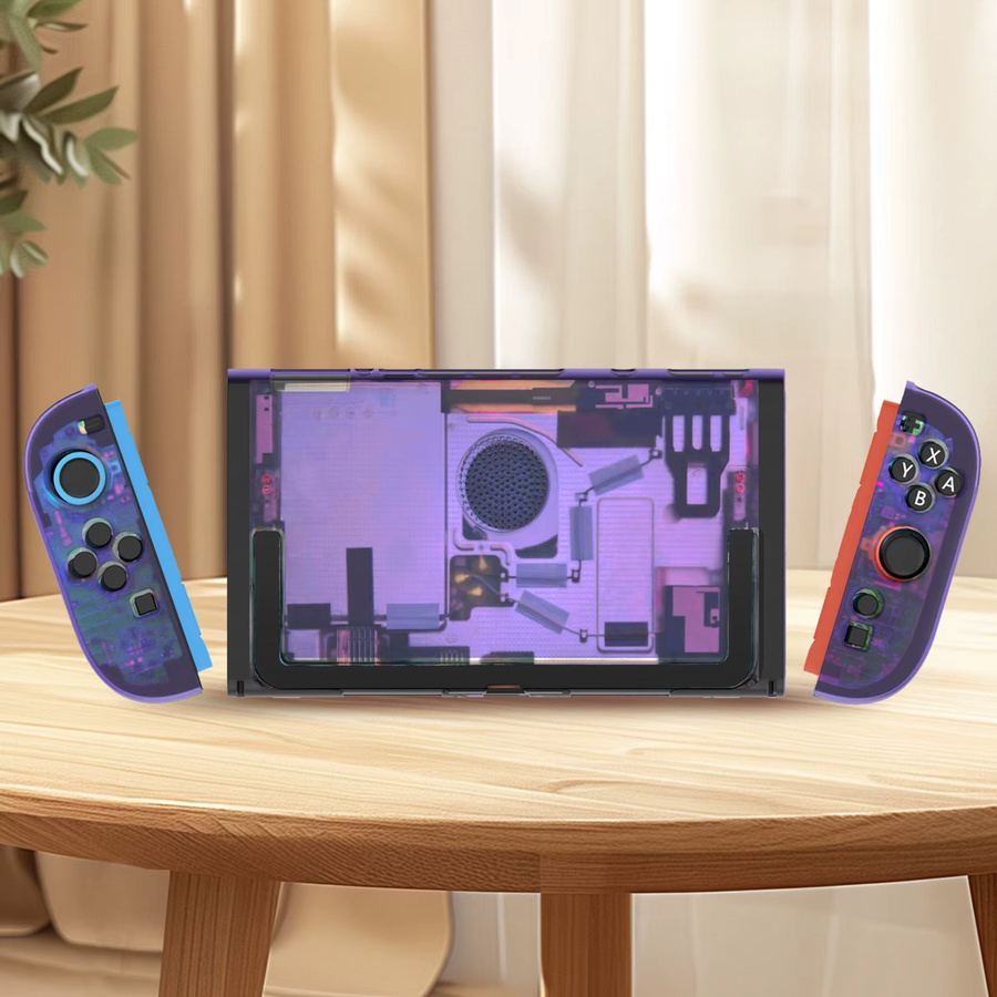 DIY Komplettset Ersatzschale für Nintendo Switch 2 Handheld-Konsole und Controller mit Vorder- und Rückplatte in Schwarz und Lila - Bild 1