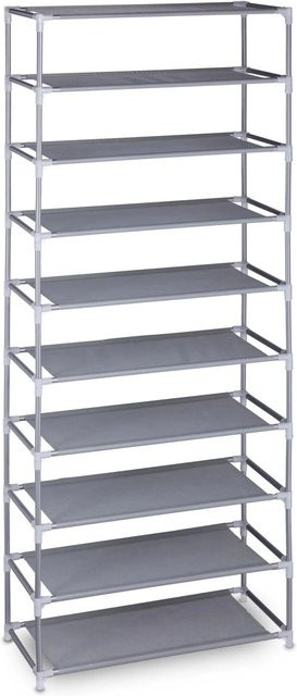 Relaxdays Schuhregal aus Eisen und Vliesstoff in Grau mit 10 Ebenen und Stecksystem, H: 150 cm, B: 62 cm, T: 28 cm - Bild 1