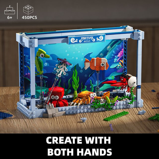 TYCOLE Aquarium Bausteine Set mit 391 Teilen, Buntes Ozean Modell aus Kunststoff für Kinder ab 6 Jahren - Bild 1