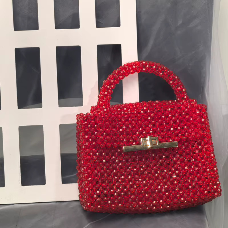 YYFAMULEY Handtasche, rote Perlen, Metallverschluss - Bild 2