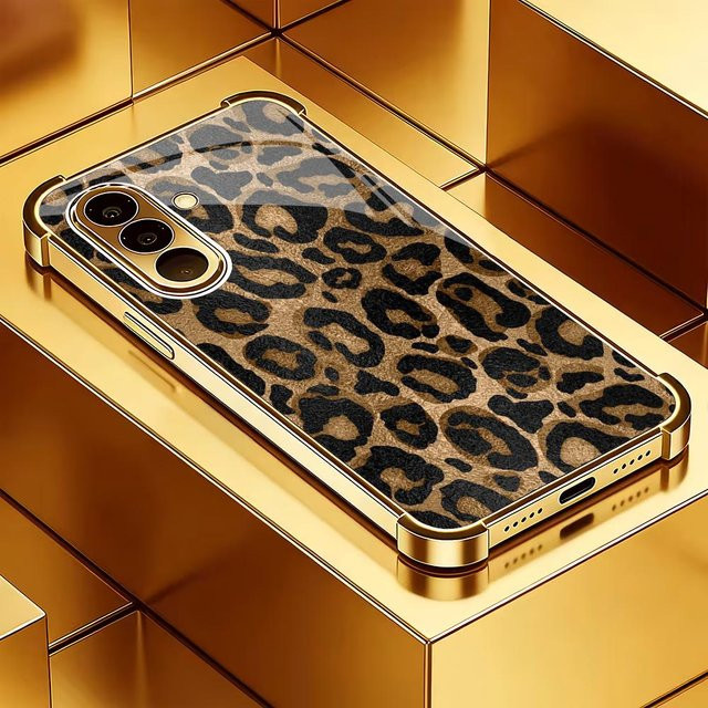Stoßfeste Glas Handyhülle mit Leopardenmuster für Samsung Galaxy S26 S25 S24 S23 S22 S21 S20 FE Ultra Plus in Multicolour - Bild 1