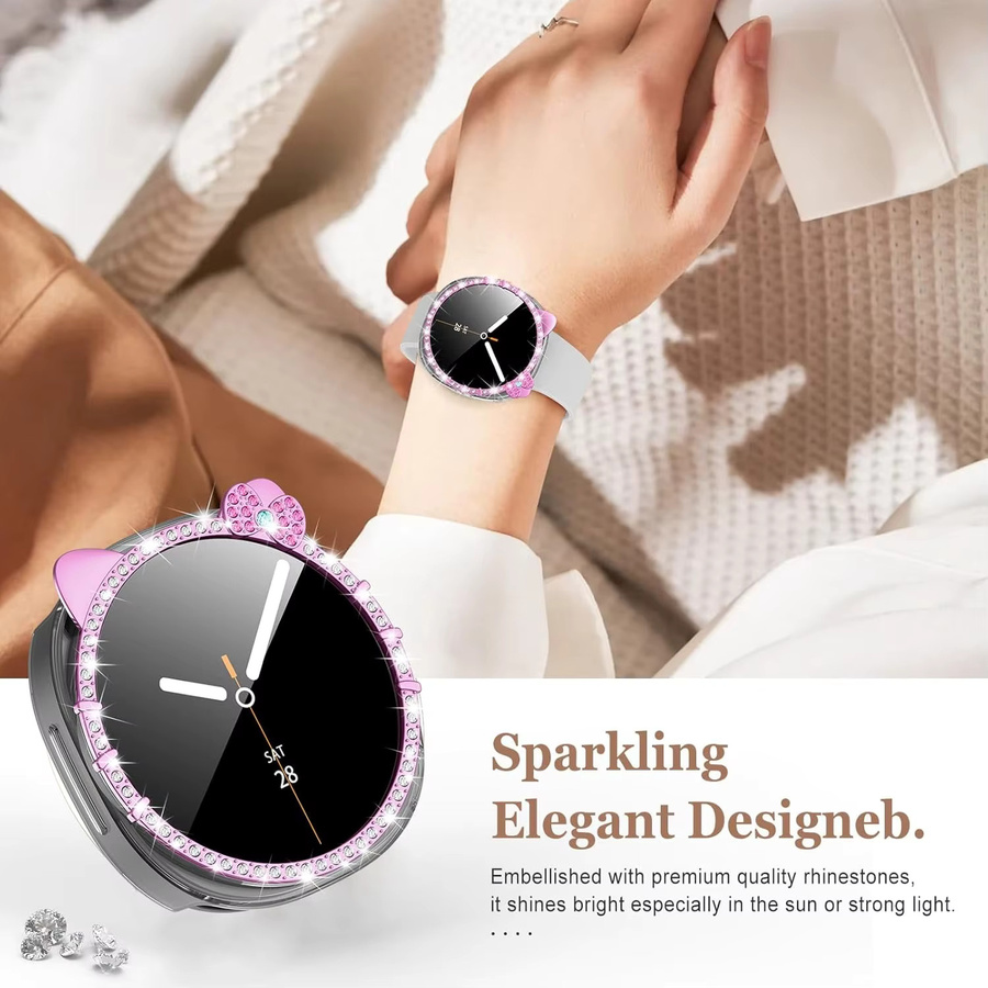 Samusak Schutzhülle für Samsung Galaxy Watch, Silikon, Kristall, Damen - Bild 4