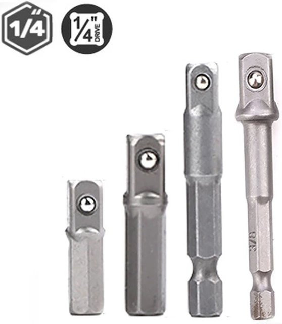Vibratite Bohrer Buchse Adapter aus Chrom-Vanadium Stahl, 1/4 Hex Schaft zu Vierkant Buchse Umwandlung, Farbe Silber - Bild 1