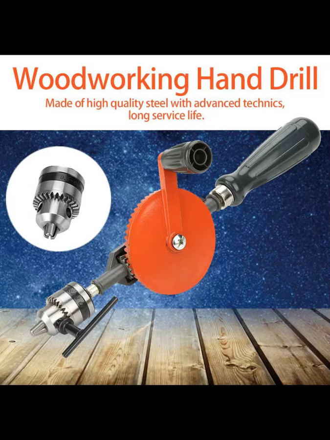 Aramox Mini-Handbohrmaschine mit Doppelritzeln in Orange für Holz und Kunststoff - Bild 4