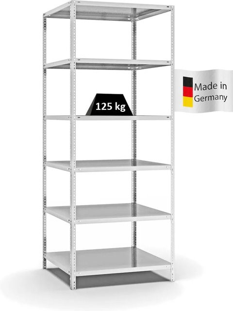 PROREGAL Fachbodenregal Light-Duty mit 6 Ebenen, beidseitig nutzbar, Lichtgrau, H x B x T: 250 x 100 x 80 cm - Bild 1
