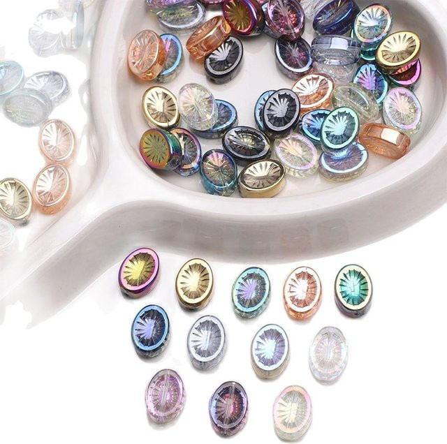 YUANZHIRUN Kristallperlen, oval, facettiert, Glas, 11 x 14 mm, Unisex - Bild 1