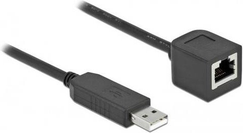 Delock USB-A zu RJ45 Adapterkabel USB 2.0 Ethernet LAN in Schwarz, Länge: 0,50 m - Bild 1