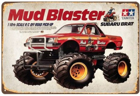 Vintage Tamiya Mud Blaster Truck Metallschild-Poster aus Aluminium, Mehrfarbig, Breite: 30 cm, Höhe: 20 cm - Bild 1