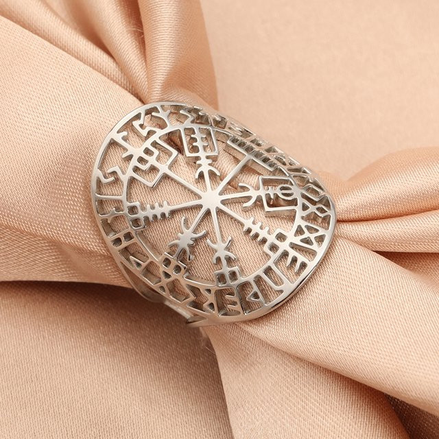 LIKGREAT Wikinger-Runen-Ring, Edelstahl, Silber, Unisex - Bild 1