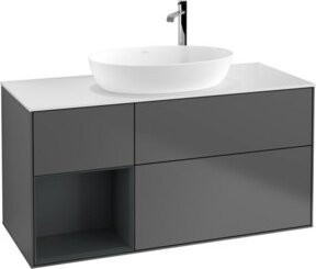 V&B Waschtischunterschrank Finion mit Wandbeleuchtung, Anthrazit lackiert, B/T/H: 120 x 50,1 x 50,1 cm - Bild 1