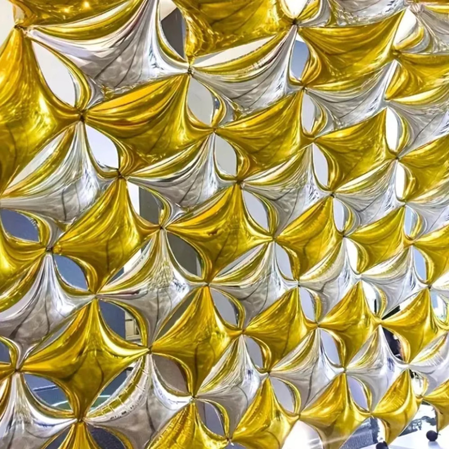 Runtow Sternballons aus Aluminiumfolie in Gold und Silber, vierzackige geometrische Sterne für Geburtstag, Hochzeit und Party, Durchmesser: 25,4 cm - Bild 2