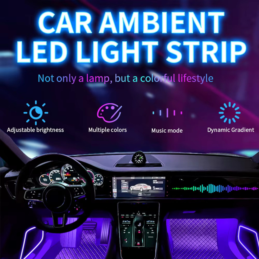 WUMFIRE RGB LED Auto Atmosphäre Licht mit App- und Fernbedienung Steuerung, USB Musik Licht Streifen für die Innenraumbeleuchtung, Wasserdicht, Multicolour - Bild 3