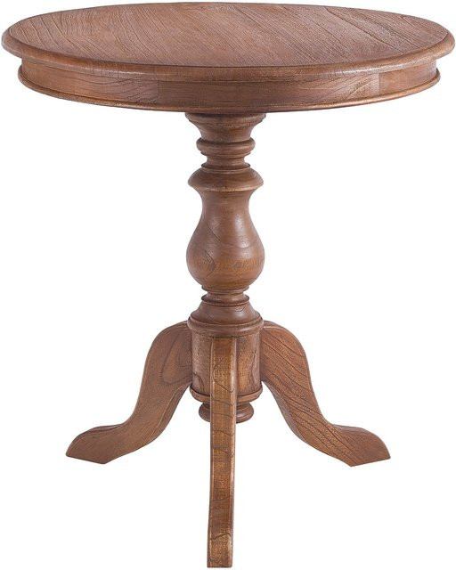 CLP Beistelltisch Wiva runder Holztisch aus Mindiholz in Braun, Durchmesser: 70 cm, Höhe: 76 cm - Bild 1