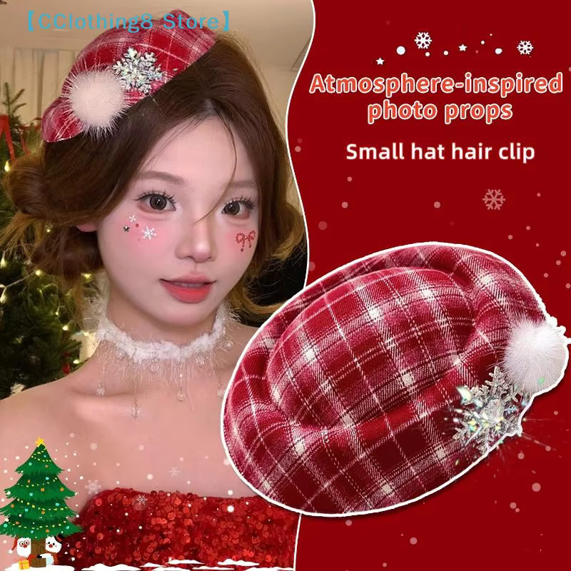 Haarspange mit Strass-Schneeflocke und Pompon-Ball - Bild 1