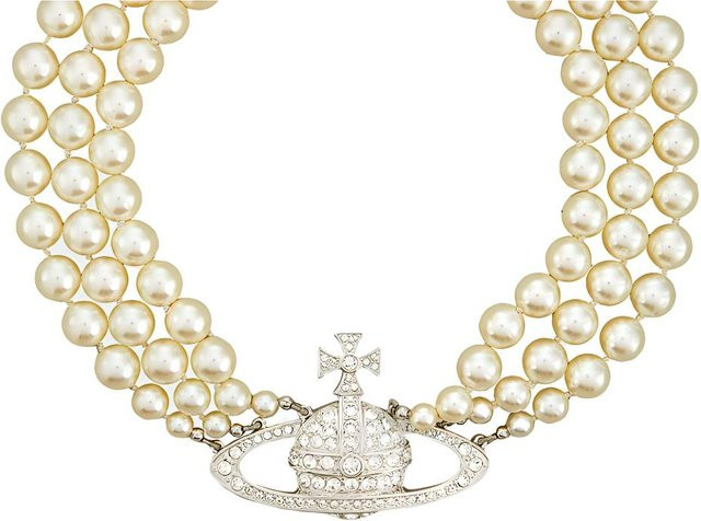 Vivienne Westwood Halskette, Messing, Silber, Kristall, Damen - Bild 1