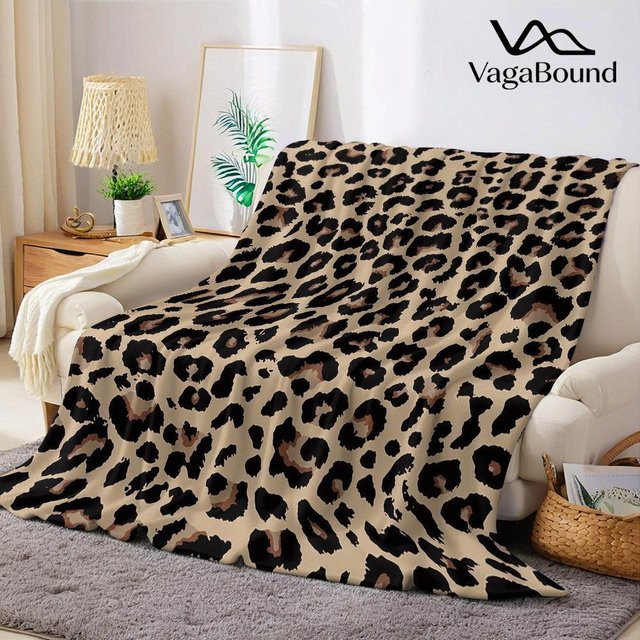 JMG Household Supplies Flanelldecke mit Leopardenmuster in Beige, weich und warm, B/T: 150 x 200 cm - Bild 1