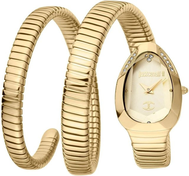 Roberto Cavalli Armbanduhr, Quarz, Edelstahl, Gold, Diamantbesetzt, Damen - Bild 1