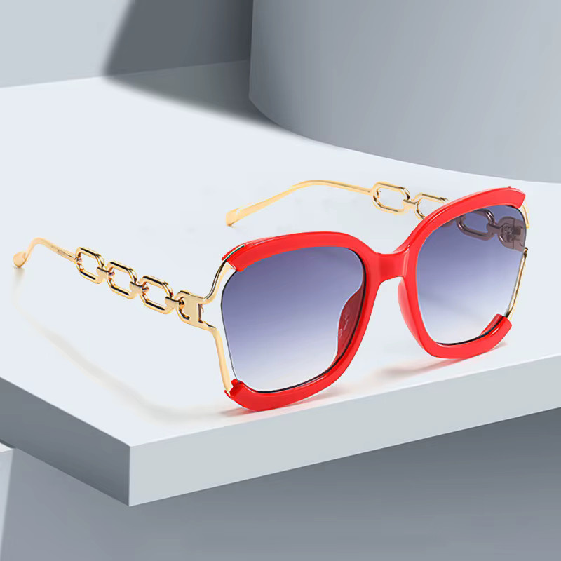YuYing Sonnenbrille, Vollrand, Square, Gold, Red, Damen - Bild 1