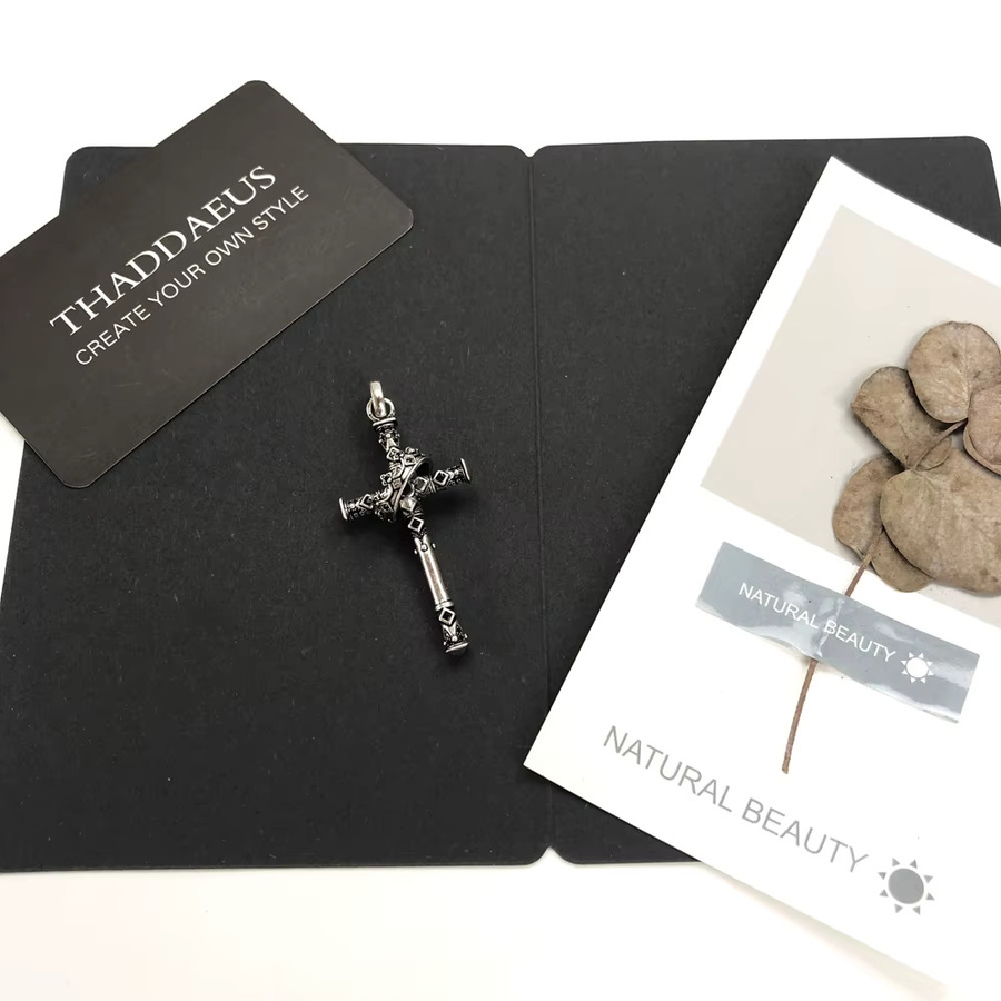 Thaddaeus Anhänger Kreuz mit Krone, Silber, Unisex, Vintage - Bild 3
