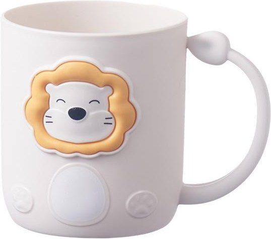 NATAWA Mundspülbecher mit Cartoon Löwen-Design aus Kunststoff in Weiß - Bild 1