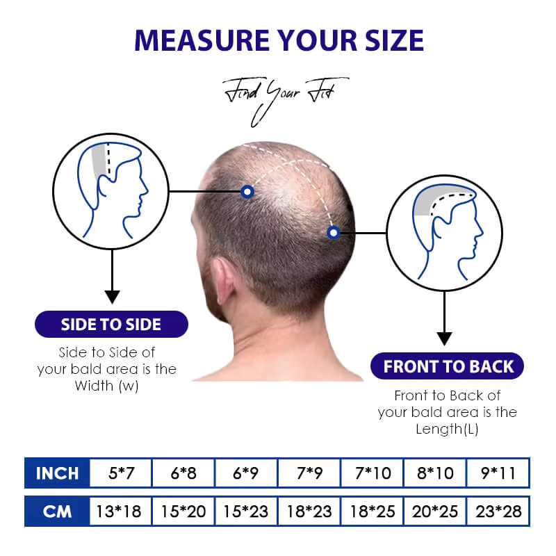 WXMY Haarprothese für Herren, natürliches Echthaar, 15,2 cm - Bild 6