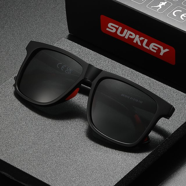 Supkley Sportsonnenbrille, Vollrand, Square, Kunststoff, Schwarz, Herren - Bild 1