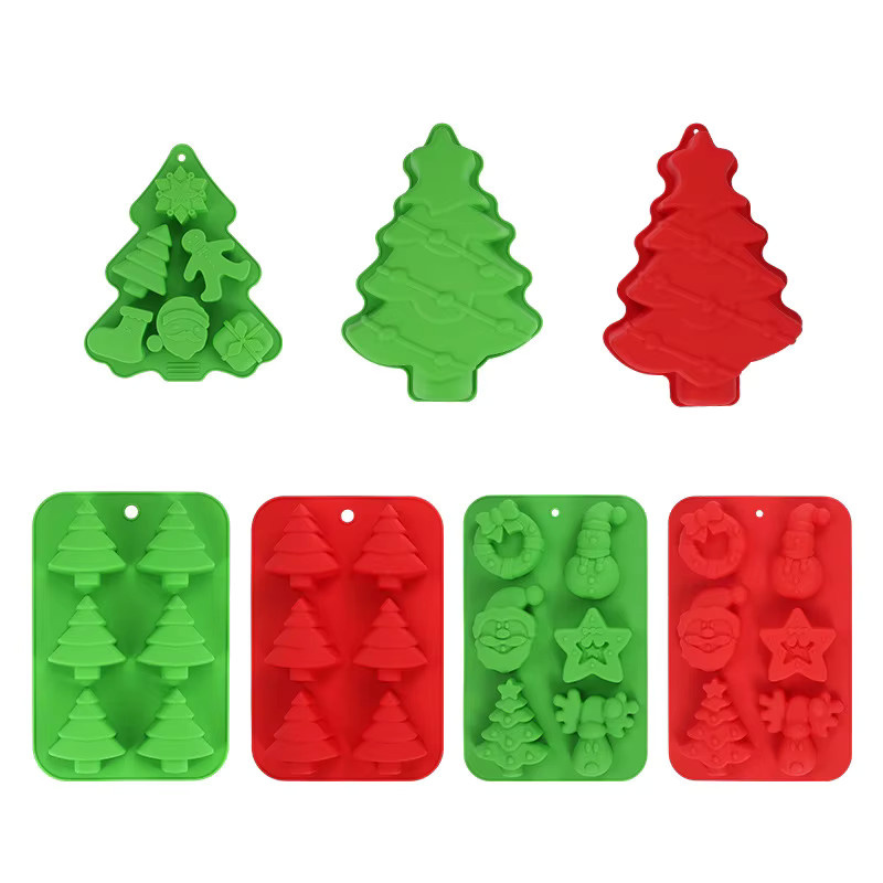 Silikon Backform für Weihnachten mit Motiven wie Baum, Lebkuchen und Santa Claus, Antihaft-Backform für Kuchen, Schokolade und Mousse - Bild 2