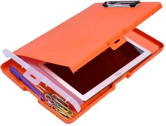 Multifunktionaler Aktenordner NATAWA mit Klemmbrett und Schreibwarenbox in Orange, A4 Organizer aus Kunststoff - Bild 1