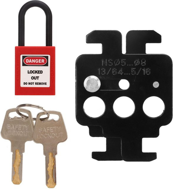 Schneider Electric MCB Lockout Tagout Stahl-Leistungsschalter-Schloss mit 38mm Nylon-Bügel in Schwarz - Bild 1
