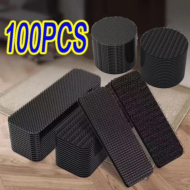 100 Stück doppelseitige selbstklebende Klett-Pads in Schwarz für Haushalt und Bekleidung - Bild 1
