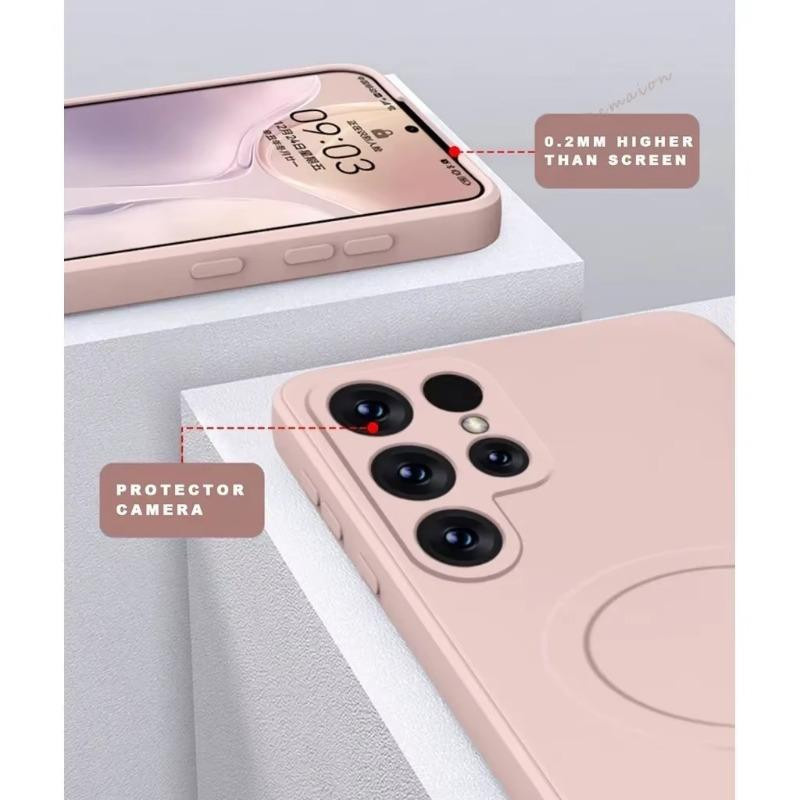 BEXFLOVE Magnetische Flüssigsilikon Hülle mit Linsenschutz für Samsung Galaxy S21 S22 S23 FE S24 Plus S2 Ultra S25 Plus und S2 Ultra - Bild 1