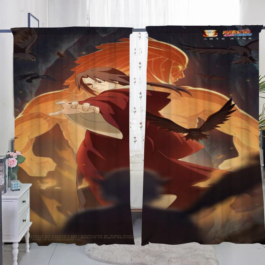 Naruto Verdunklungsvorhänge Set aus 2 Stück, bunte Dekoration für Wohnzimmer, Küche und Schlafzimmer, Breite: 50 cm, Höhe: 70 cm - Bild 1