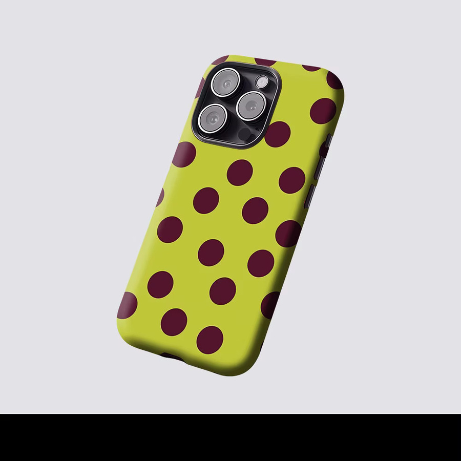 Aurbe Matte 2-in-1 MagSafe Hülle für iPhone 17 16 15 14 Plus Pro Max Stoßfeste Hartschale Limetten-Wein-Punkte - Bild 2