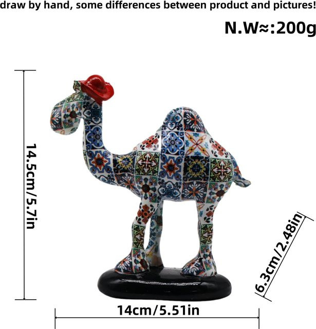 Yiran Furniture Dekorative Kamel-Figur aus Harz in Multicolour für dein Zuhause und Büro, Modern und Schlicht, B/T/H: 14,0 x 6,0 x 6,0 cm - Bild 1