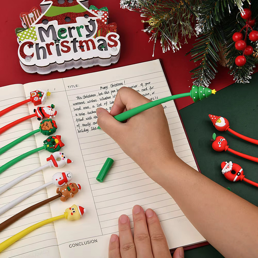 50 Stück TWBEB Weihnachts-Stifte aus Kunststoff in Multicolour mit 0,5 mm Stiftmine und gelber Tinte - Bild 3
