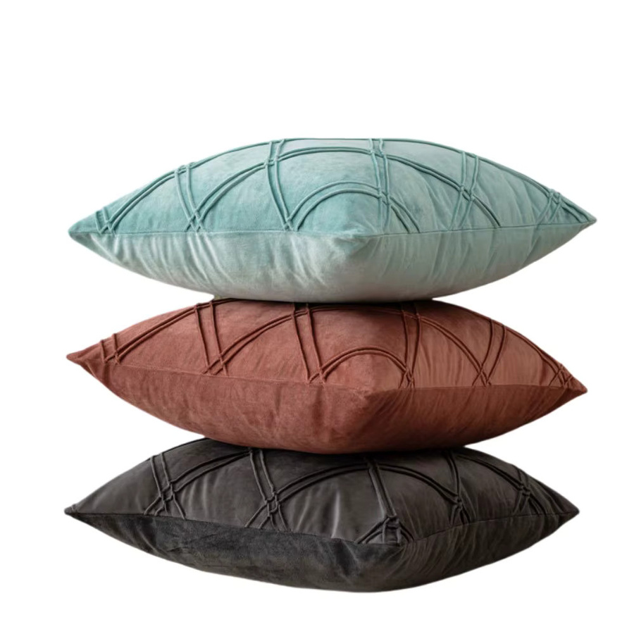 Inyahome Samt Kissenbezug Blau, Strukturierte Dekokissenhülle für Sofa und Couch, B/B/B: 45 x 45 x 45 cm - Bild 6