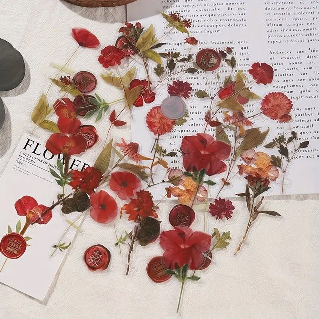40 Stück Vintage Blumen Aufkleber in Multicolour für deine DIY-Projekte und Tagebücher - Bild 1