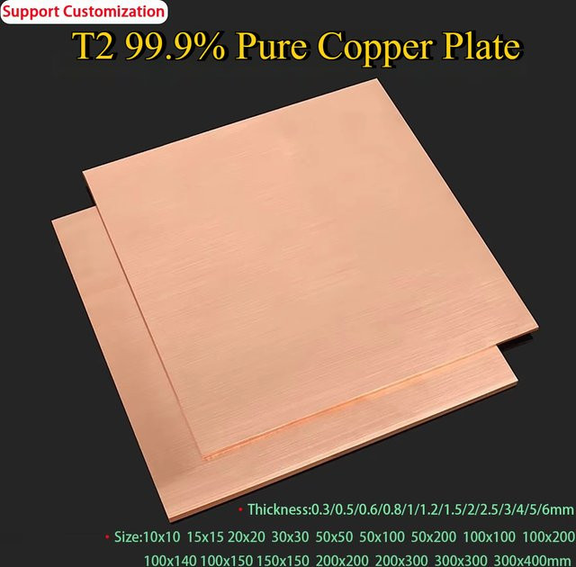 T2 Kupferplatte aus 99,9 % reinem Kupferblech in Orange, Mill-Finish, individuell anpassbar durch Laserschneiden - Bild 1