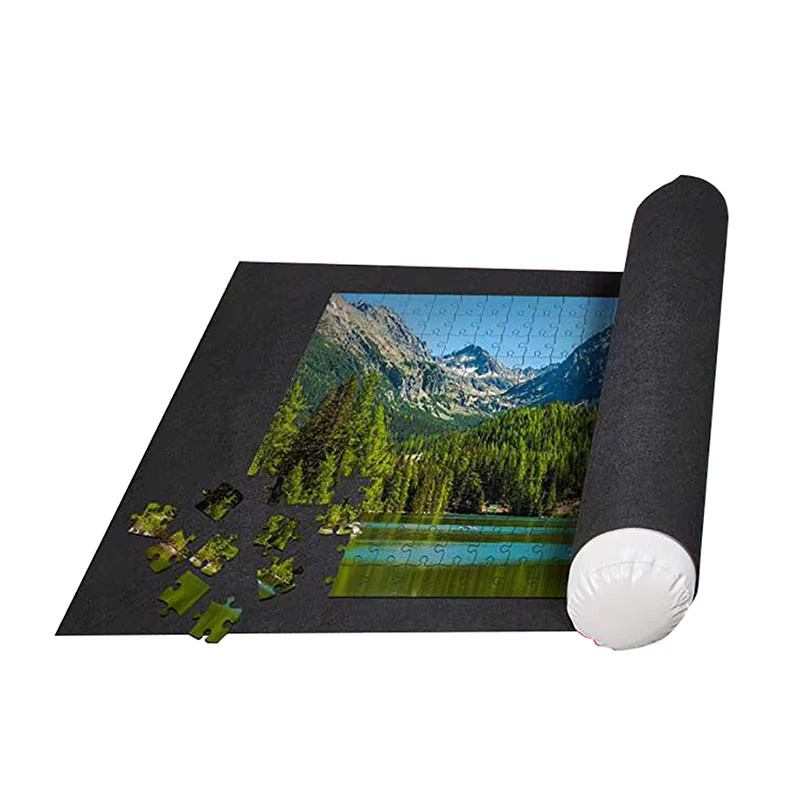 TMZ Puzzle-Aufbewahrungsdecke-Set für 500 bis 1500 Teile aus Filz in Grau/Schwarz mit Klassifizierungsscheibe und aufblasbarer Stange - Bild 3