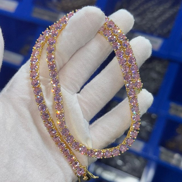 ESKEEM Tenniskette, 18 Karat vergoldet, Roségold, Zirkonia, 5 mm - Bild 1