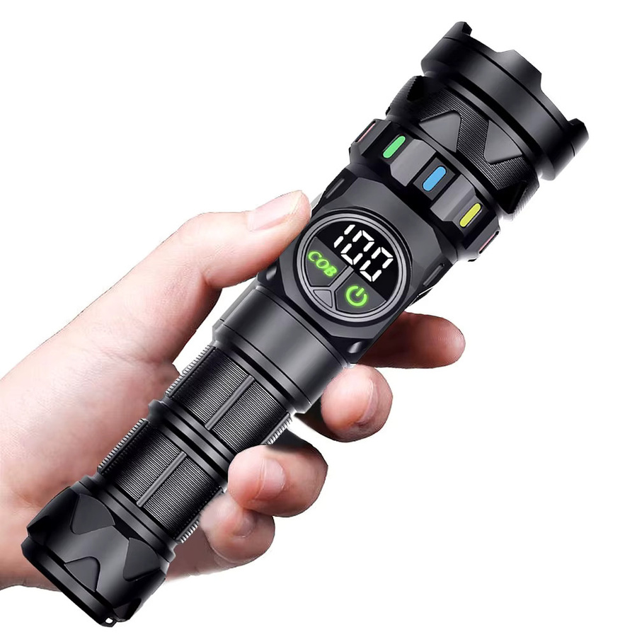 Alonefire LED Hochleistungs-Taschenlampe mit 5000 Lumen, USB wiederaufladbar, Schwarz, Aluminium - Bild 7
