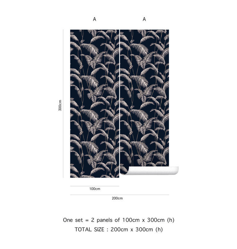 Tenue de Ville Wallpaper Majorelle Mural in Deep Indigo Blau mit floralem Art Deco Design - Bild 2