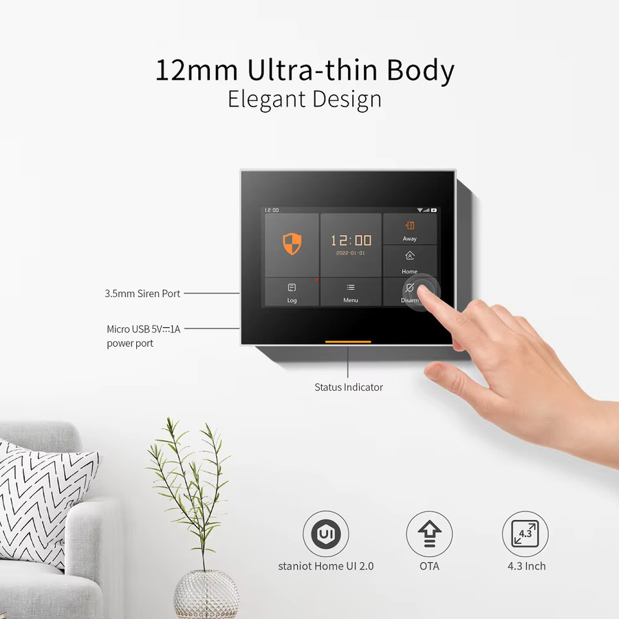 Staniot Smart Home Sicherheitsalarmsystem-Set 433MHz WLAN 4G für Garage und Wohnbereich in Weiß, kompatibel mit Tuya und Smartlife App - Bild 2