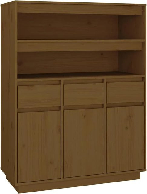 vidaXL Highboard aus Kiefernholz in Honigbraun mit Türen und Schubladen, B/T/H: 89 x 40 x 116,5 cm - Bild 1