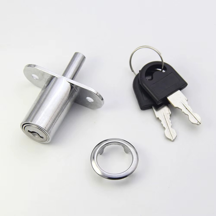 Nockenzylinderschloss für Kleiderschränke und Schiebetüren mit Schlüssel in Silber, 23/32 mm Türriegel und Riegel-Hardware - Bild 2