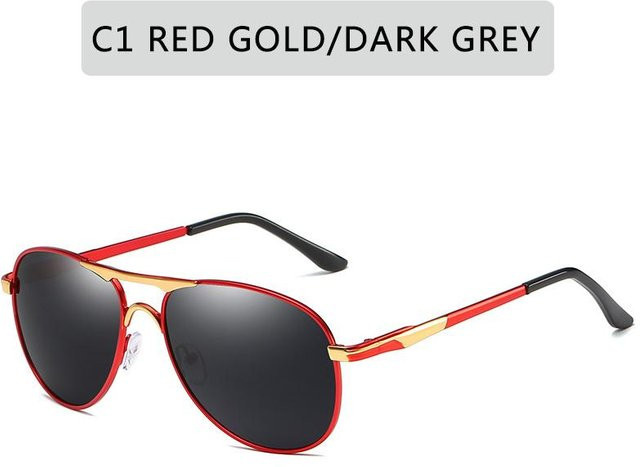 Yiran bag Sonnenbrille Aviator, Metall, Vollrand, polarisiert, Unisex, schwarz, weiß, rot - Bild 1