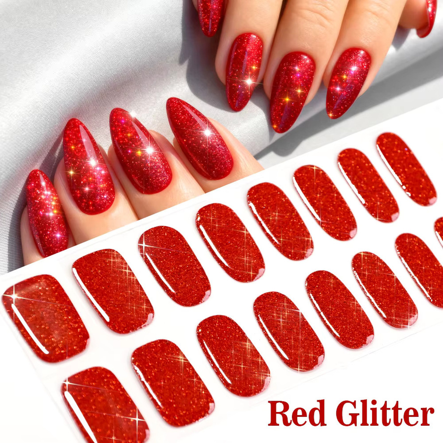 HotPress Nagelaufkleber Rot Glitzer, Glänzend, inkl. Nagelfeile - Bild 2