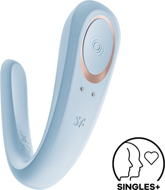 Satisfyer Double Classic Silikon Vibrator in Blau, Länge: 10 cm - Bild 1