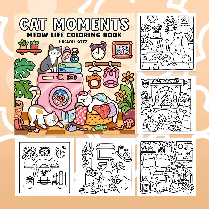 CAT MOMENTS Malbuch für Erwachsene mit niedlichen Katzenmotiven und einfachen Mustern, Multicolor - Bild 5